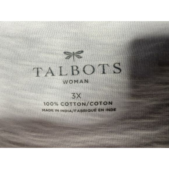 Talbots Womens Sz 3x White 100% Cotton Short Sleeve Slub One Pocket T-Shirt - Picture 4 of 9